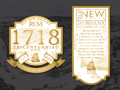 Tricentennial Rum Label boat flag label new orleans rum ship