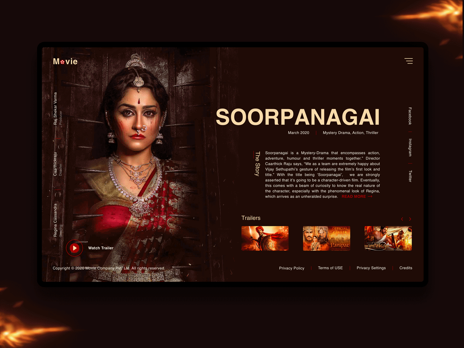 Soorpanagai Movie Animated Landing Page animation app art branding design hyderabad icon illustration india logo minimal mobile nenenaa regina cassandra saikiran053 soorpanagai ui ux vector web