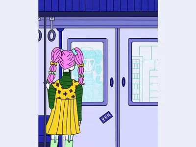 Daily Commute abstract art character design drawing illustration line art