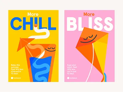 Headspace Summer bliss character character design chill drink graphic design headspace illustration karenyoojin kite meditation meditation app minimal shapes summer
