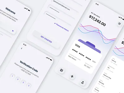 Neomorphic Wallet App adobe xd clean dailyui design neomorphic neomorphism uxui wallet app wireframe