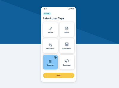 Select User Type dailyui