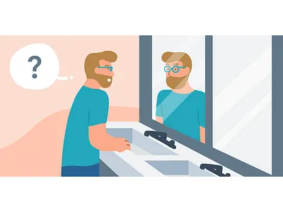 Questions to ask yourself bathroom flat illustration illustration mirror people questioning