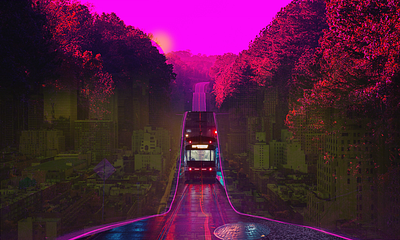 train city nature photoshop road train