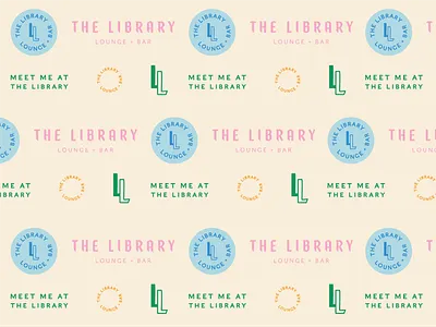 library pattern badge branding design identity library logo design lounge pattern type typography