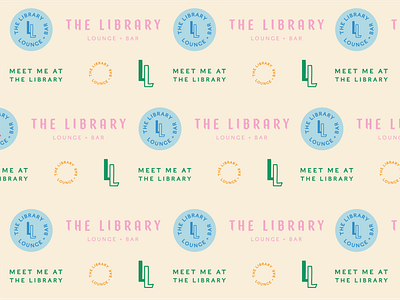 library pattern badge branding design identity library logo design lounge pattern type typography