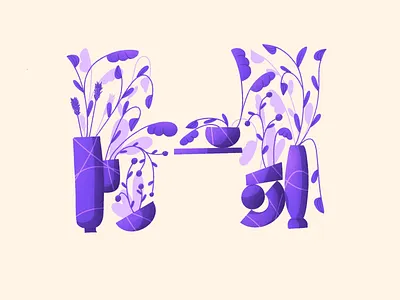 36 days of type - H alphabet drawing forms illustration ipad lettering plant plants shapes