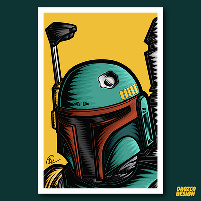 Star Wars Boba Fett Illustration apparel art artist boba fett design digital art illustration illustrator nerd poster design star wars star wars art stickers vector vector art vector illustration