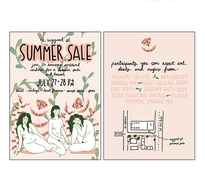 Summer Sale Flyer by Emily Small adobe illustrator calligraphy design design for print drawing feminism flyer girl power hand drawn hand drawn type handlettered illustration illustrator organic postcard print design procreate procreate art vector women