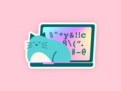 Cat on Laptop Holographic Sticker cat holographic