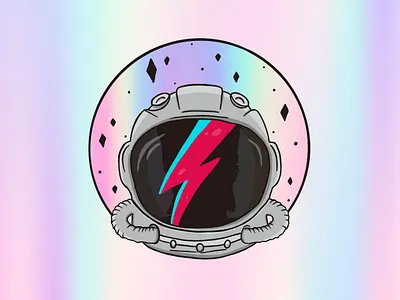 Rebel Rebel astronaut bowie design graphic design holographic illustration retro space sticker