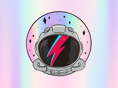 Rebel Rebel astronaut bowie design graphic design holographic illustration retro space sticker