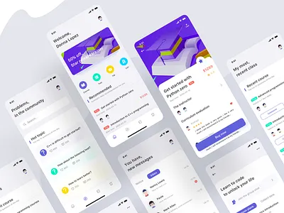 Education course app- integration app course app courses design education education app icon illustration mobile mobile design mobile ui purple ui ux