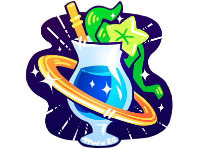 Space Tiki cocktail illustration space sticker tiki bar