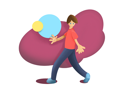 Ta-Da boy circle clean color concept illustration man people person shapes ui walk walking web website