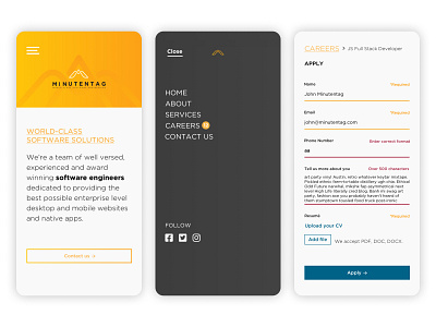Minutentag / Web Design mobile ux uxui visual design