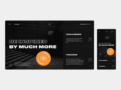 Fitness challenges landing exploration design figma grid kinetictype minimal type typography ui web website