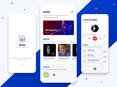 Muza Music App mobile app design music app music artist ui design