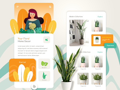 tropical app ui app design flat graphic illustration illustrator minimal ui ux vector xd
