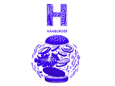 H for HAMBURGER animation app art design doodle flat food hamburger icon illustration lettering logo mobile motion graphics product design sketching vector visual art web design website