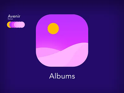 Albums Icon - Icon & Typography android branding colors design gradient icon icon design illustration ios mobile patch theme typography ui vector