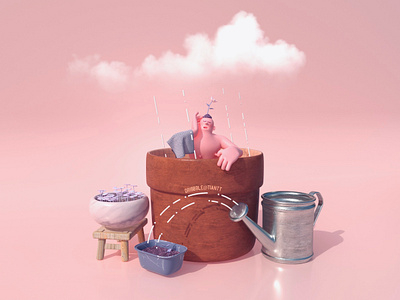 🛀 arnold c4d cinema 4d cloud flower flower pot marvelous designer md nipples volume watering can