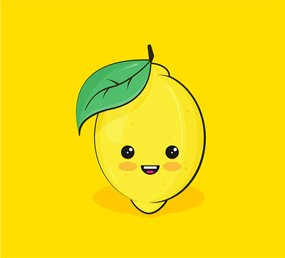 Funny lemon flat food illustration lemon vector