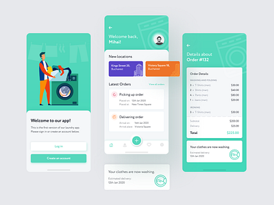 Laundry Mobile App - Free Adobe XD File and Speedart adobe xd design free free file free xd freebie laundry laundry app mobile mobile app mobile ui speed art speedart ui