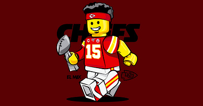 Mahomes super bowl LVI Champion CHIEFS branding illustration lego sports design vector