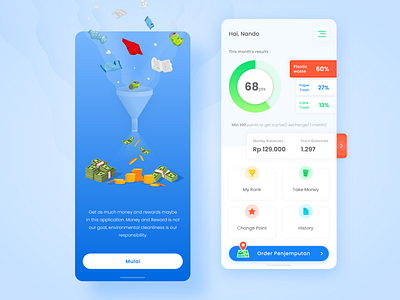 Fintech App | Garbage's to Money's aplication clean colors concept design design app illustrations inovation inspiration interface minimal mobile app mobile ui mockup money app payment app trash ui ux