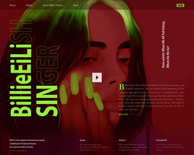 Billie Eilish design illustration procreate ui web