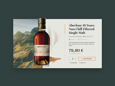 whisky product detail bottle card ui case study design green mood online shop online store product card product page scotland scottish tile ui ux web webdesign whiskey whisky