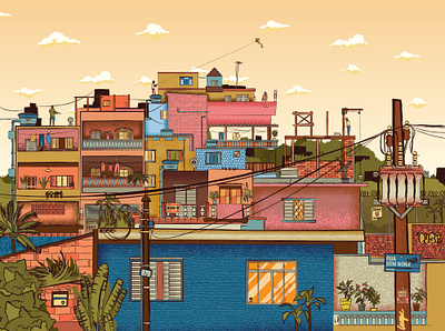 Favela 2 birds brazil city colorful detail doors favela grafitti halftone house illustration illustrator cc l poor loca rio de janeiro sk tropical vector world y texture