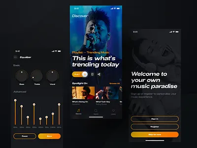 YouTube Music Player app chart dark darkui design equalizer iphone mobile music player spotify streaming ui video youtube