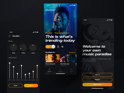 YouTube Music Player app chart dark darkui design equalizer iphone mobile music player spotify streaming ui video youtube