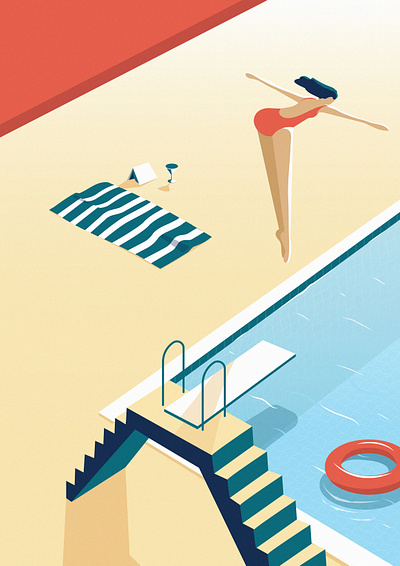 Plongeon affiche dive illustration illustrator cc logo poster art swimming pool vector