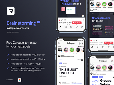 Brainstorming Instagram Carousel app carousel design figma flat instagram instagram post instagram stories instagram template socialmedia ui ux