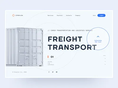 Freight Transport blue clean color concept digital promo site ui ux web