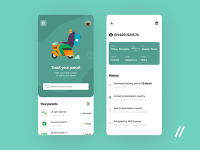 Parcel Tracking App app concept delivery design figma mobile parcel product purrweb shipment tracking tracking app transportation ui ux