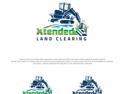 Xtended Land Clearing branding design illustration landscape design logodesign machine