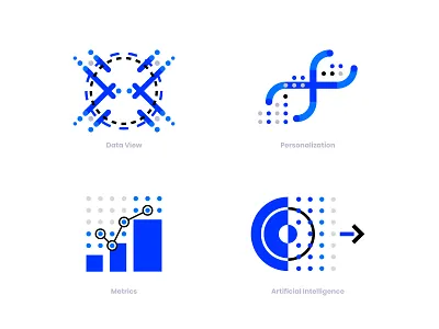 Illustration artificial intelligence blue creative data icon icon design illustraion metrics personalization shapes