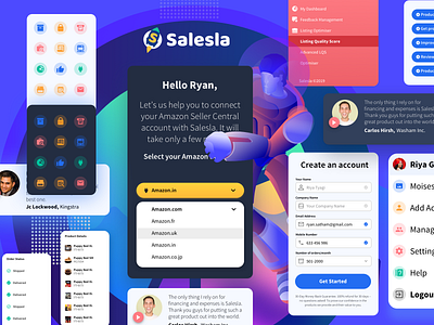 UI Components V 1.2 - Salesla amazon art branding character colors dashboard design flat gradient graphic design grid icon minimal mobile typography ui ux vector web website