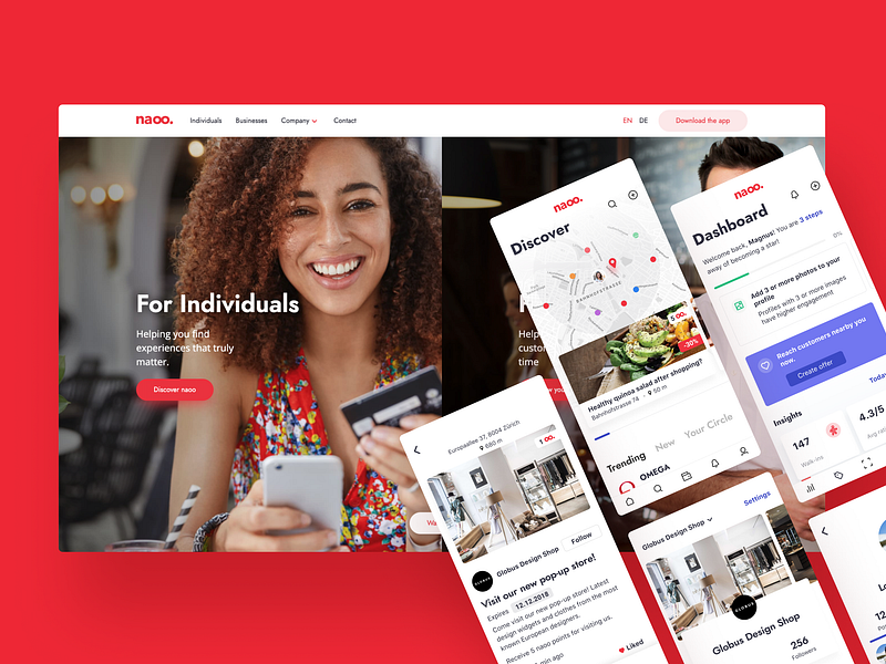 naoo website and app android app business claim food individual ios naoo native offers retail rewards shopping ui