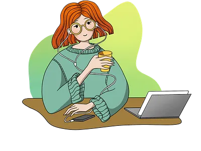 Girl with laptop / Illustration animation girl illustraion landing page laptop minimal procreate simple ui uidesign uiillustration uiux uxdesign web website working process