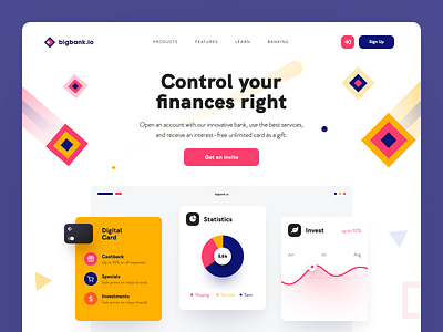 BigBank Website bank business colourful debit design economical entrepreneur finance financial halo halo lab money matters online banking startup web design website