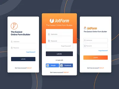 Login Page designs for JotForm Mobile App design graphicdesign jotform login login form login page mobile app mobile app design mobile application mobile design mobile ui online form sign up ui ui design uiux