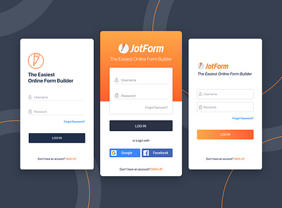 Login Page designs for JotForm Mobile App design graphicdesign jotform login login form login page mobile app mobile app design mobile application mobile design mobile ui online form sign up ui ui design uiux