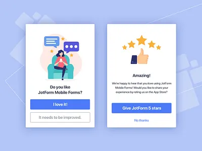 Feedback Modals feedback feedback form feedback modal feedbackplease illustration jotform mobile app mobile app design mobile application mobile ui modal design modal window modals online form rate rate us ui ui design uiux vector