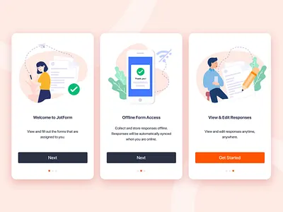 Walkthrough illustration mobile mobile app mobile app design mobile ui online form ui ui design uiux ux vector walktrough welcome page welcome screen