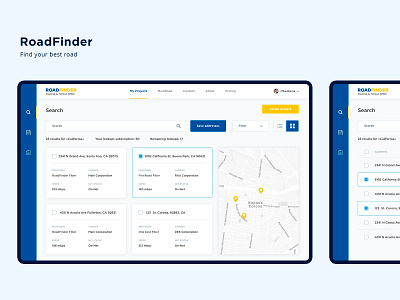 RoadFinder dashboard design icon product design typography ui ux web